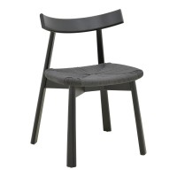 Καρέκλα Clareta pakoworld rubberwood-σχοινί σε μαύρη απόχρωση 53x55x79εκ