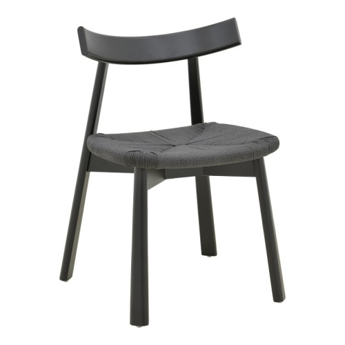 Καρέκλα Clareta pakoworld rubberwood-σχοινί σε μαύρη απόχρωση 53x55x79εκ