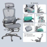 Καρέκλα γραφείου εργασίας Zenyk pakoworld mesh σε grey απόχρωση 63x70x126εκ
