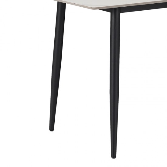 Τραπέζι Gustas pakoworld λευκό μαρμάρου sintered stone-μαύρο μέταλλο 120x60x75εκ