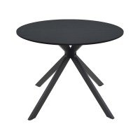 Τραπέζι Xuson pakoworld μαύρο mdf-πόδι μαύρο μέταλλο Φ80x75εκ