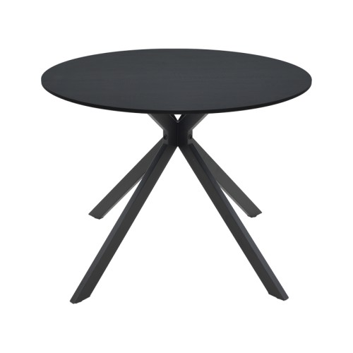 Τραπέζι Xuson pakoworld μαύρο mdf-πόδι μαύρο μέταλλο Φ80x75εκ