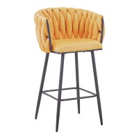 Σετ-2Τεμ.Σκαμπό μπαρ Vivian pakoworld κίτρινο βελούδο-πόδι μαύρο μέταλλο 57x50x100εκ