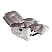 Πολυθρόνα relax Gessel pakoworld βελούδο σε γκρι απόχρωση 80x90x98εκ