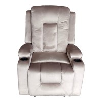 Πολυθρόνα relax Gessel pakoworld βελούδο σε γκρι απόχρωση 80x90x98εκ