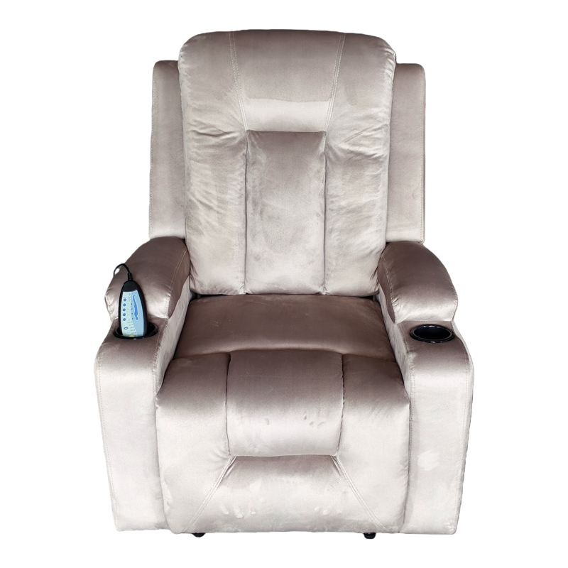 Πολυθρόνα relax με μηχανισμό massage Gessel pakoworld βελούδο σε γκρι απόχρωση 80x90x98εκ