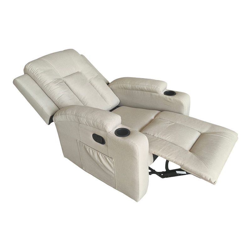 Πολυθρόνα relax με μηχανισμό massage Gessel pakoworld μπεζ ύφασμα 80x90x98εκ