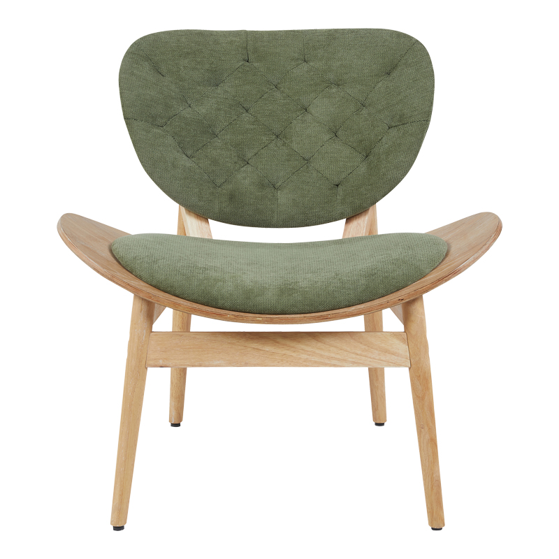 Πολυθρόνα Udalle pakoworld ξύλο σε φυσική απόχρωση με λαδί ύφασμα 77x70x81εκ