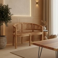 Καναπές διθέσιος Coren pakoworld φυσικό teak ξύλο 130x61x87εκ