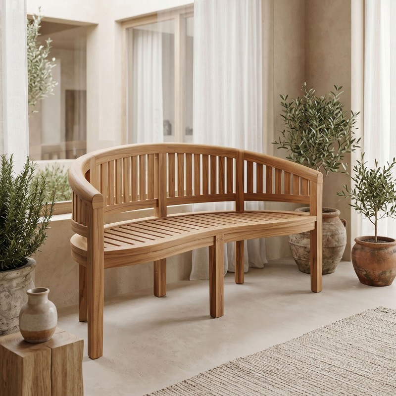 Καναπές τριθέσιος Coren pakoworld φυσικό teak ξύλο 150x61x87εκ