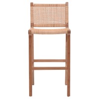 Σκαμπό μπαρ μεσαίου ύψους Sponze pakoworld teak ξύλο-φυσικό rattan σε φυσική απόχρωση 40x47x89εκ