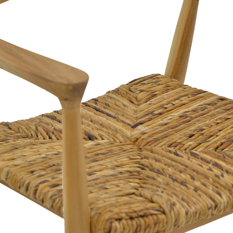 Πολυθρόνα Denverone pakoworld φυσικό teak ξύλο και ψάθα 57x54x79εκ