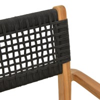 Πολυθρόνα Lengan pakoworld σκελετός teak ξύλο σε φυσική απόχρωση-μαύρο σχοινί 54x52x80εκ