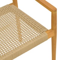 Πολυθρόνα Lengan pakoworld σκελετός teak ξύλο σε φυσική απόχρωση-μπεζ σχοινί 54x52x80εκ