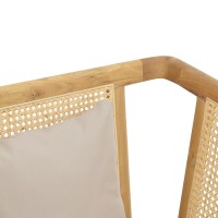 Πολυθρόνα Jenta pakoworld teak ξύλο με rattan σε φυσική απόχρωση και μπεζ μαξιλάρι 72x67x92εκ