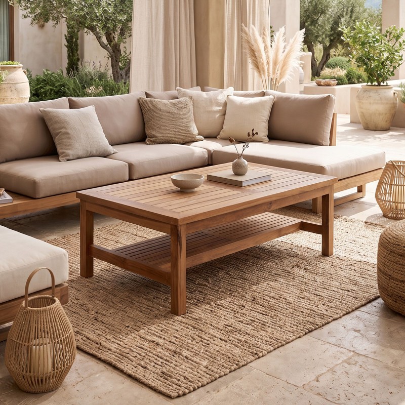 Τραπέζι σαλονιού Louf pakoworld καρυδί teak ξύλο 120x70x40εκ