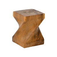 Σκαμπό Twister pakoworld suar ξύλο σε φυσική απόχρωση 30x30x45εκ