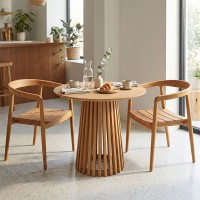 Τραπεζαρία 3τεμ Noody-Kenda I pakoworld teak ξύλο σε φυσική απόχρωση Φ80x75