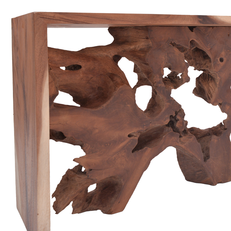 Κονσόλα Jako Inart teak ξύλο σε φυσική απόχρωση 120x40x80εκ
