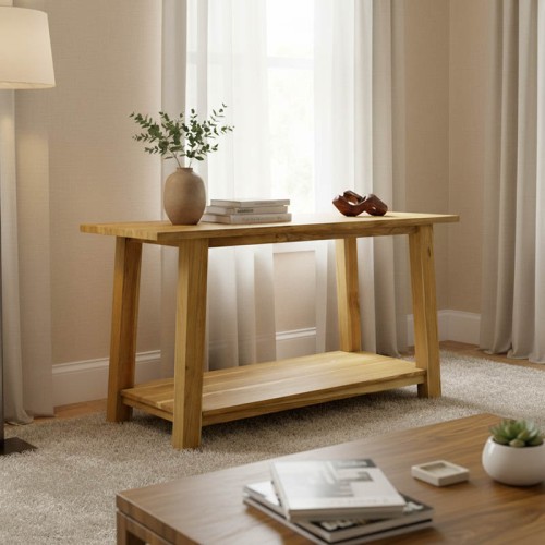 Κονσόλα Decoza pakoworld teak ξύλο σε φυσική απόχρωση 140x40x80εκ