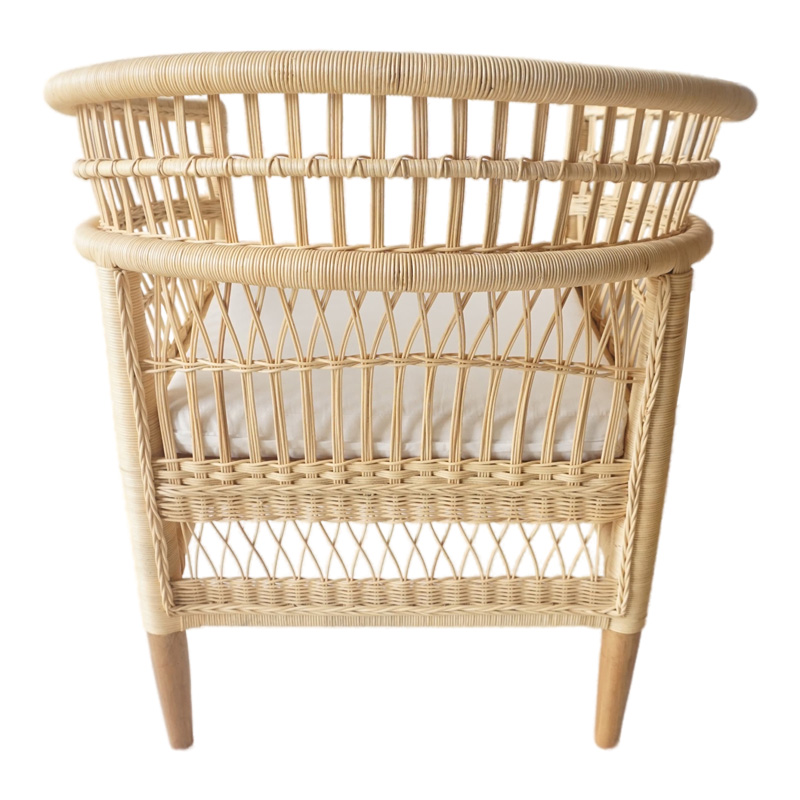 Πολυθρόνα Necorian paakoworld teak ξύλο με pe rattan σε φυσική απόχρωση και λευκό μαξιλάρι 80x70x87εκ