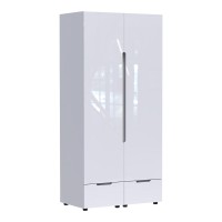 Ντουλάπα δίφυλλη Afina pakoworld mdf σε λευκή glossy απόχρωση 100x57x213εκ