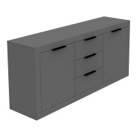 Μπουφές Doha pakoworld σε ανθρακί απόχρωση 180x45x80.5εκ