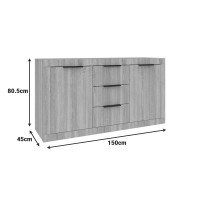 Μπουφές Doha pakoworld σε wenge απόχρωση 150x45x80.5εκ