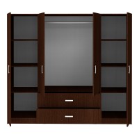 Ντουλάπα τετράφυλλη Royal pakoworld με συρτάρια wenge 200x58x177εκ