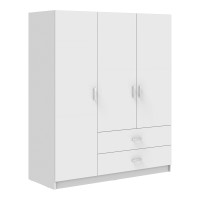 Ντουλάπα τρίφυλλη Royal pakoworld με συρτάρια λευκό 150x58x177εκ