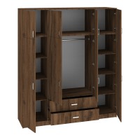 Ντουλάπα τετράφυλλη με συρτάρια Royal pakoworld καρυδι-oak 200x58x230εκ