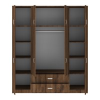 Ντουλάπα τετράφυλλη με συρτάρια Royal pakoworld καρυδι-oak 200x58x230εκ