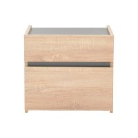 Κομοδίνο Comcie pakoworld σε φυσικό με γκρι απόχρωση 50x42x45.5εκ