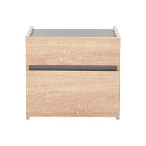 Κομοδίνο Comcie pakoworld σε φυσικό με γκρι απόχρωση 50x42x45.5εκ