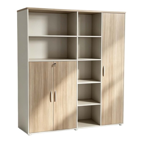 Βιβλιοθήκη γραφείου Stark pakoworld σε oak-μπεζ απόχρωση 160x40x200εκ