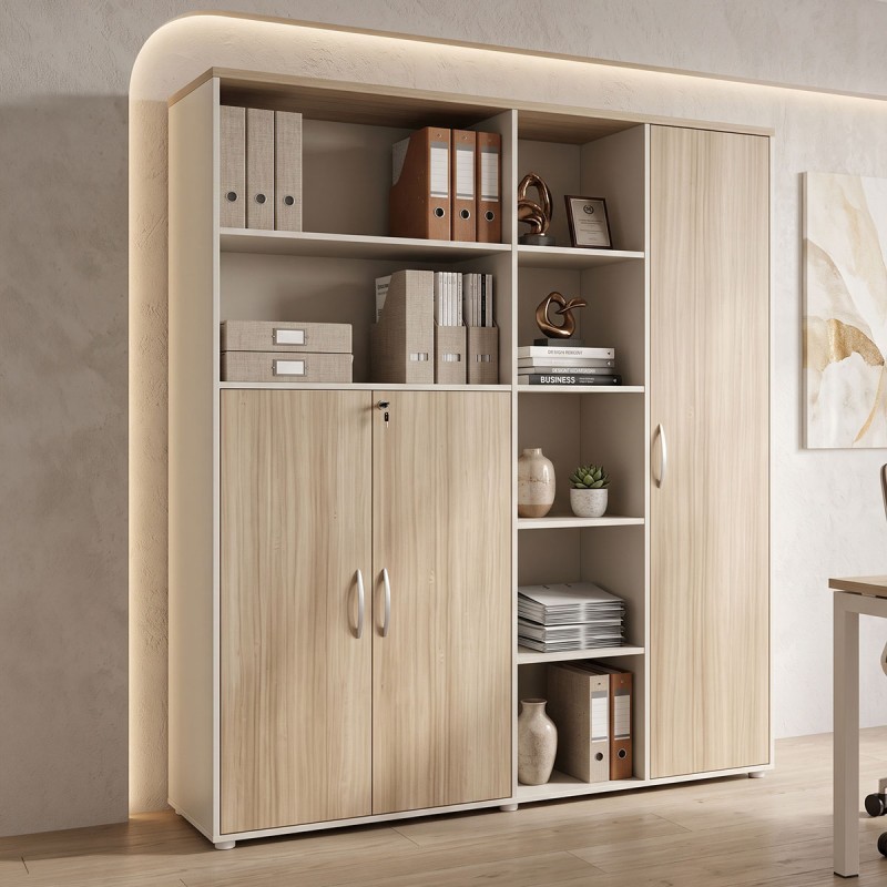 Βιβλιοθήκη γραφείου Stark pakoworld σε oak-μπεζ απόχρωση 160x40x200εκ