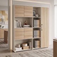 Βιβλιοθήκη γραφείου Stark pakoworld μπεζ oak 160x40x200εκ