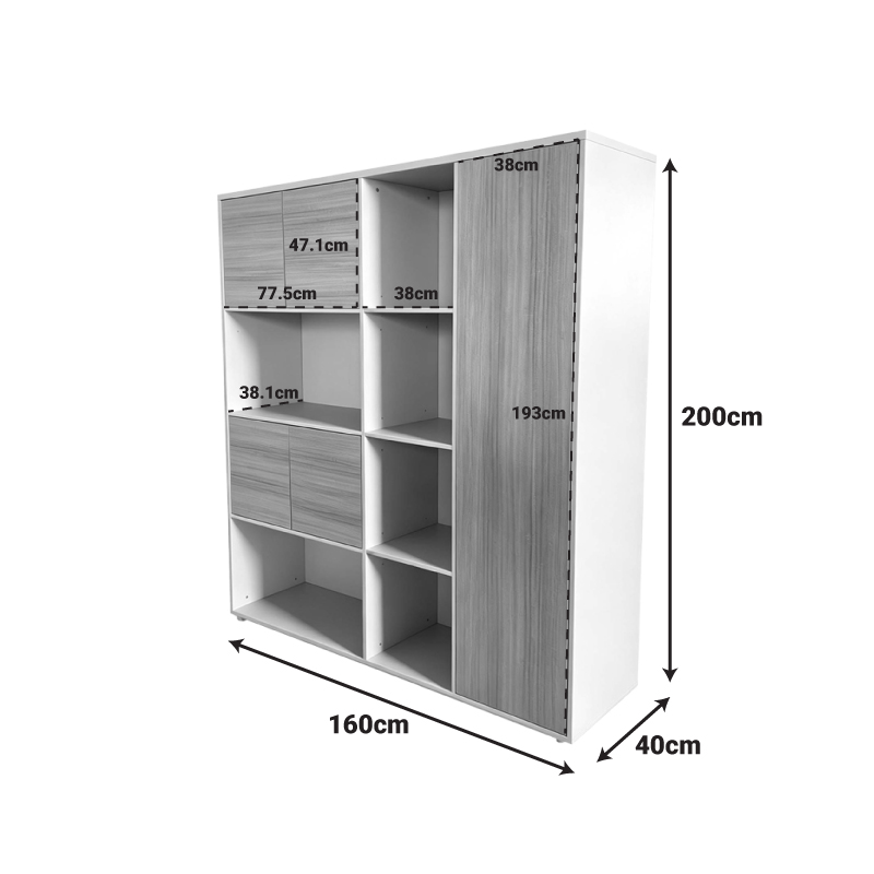 Βιβλιοθήκη γραφείου Stark pakoworld μπεζ oak 160x40x200εκ