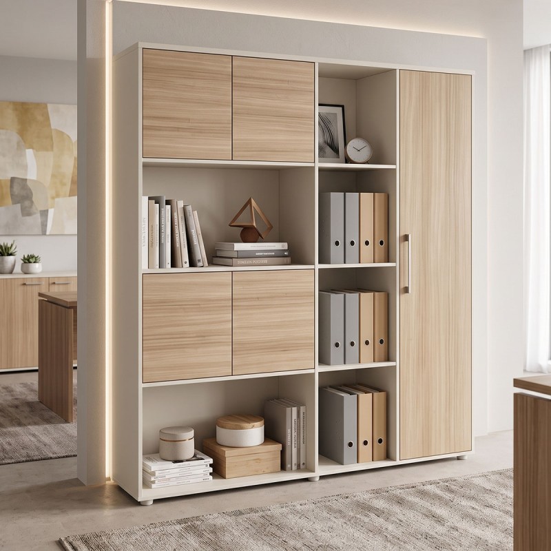 Βιβλιοθήκη γραφείου Stark pakoworld μπεζ oak 160x40x200εκ