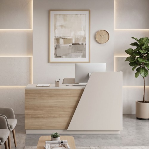 Γραφείο reception Stark pakoworld σε oak-μπεζ απόχρωση 160x60x105εκ