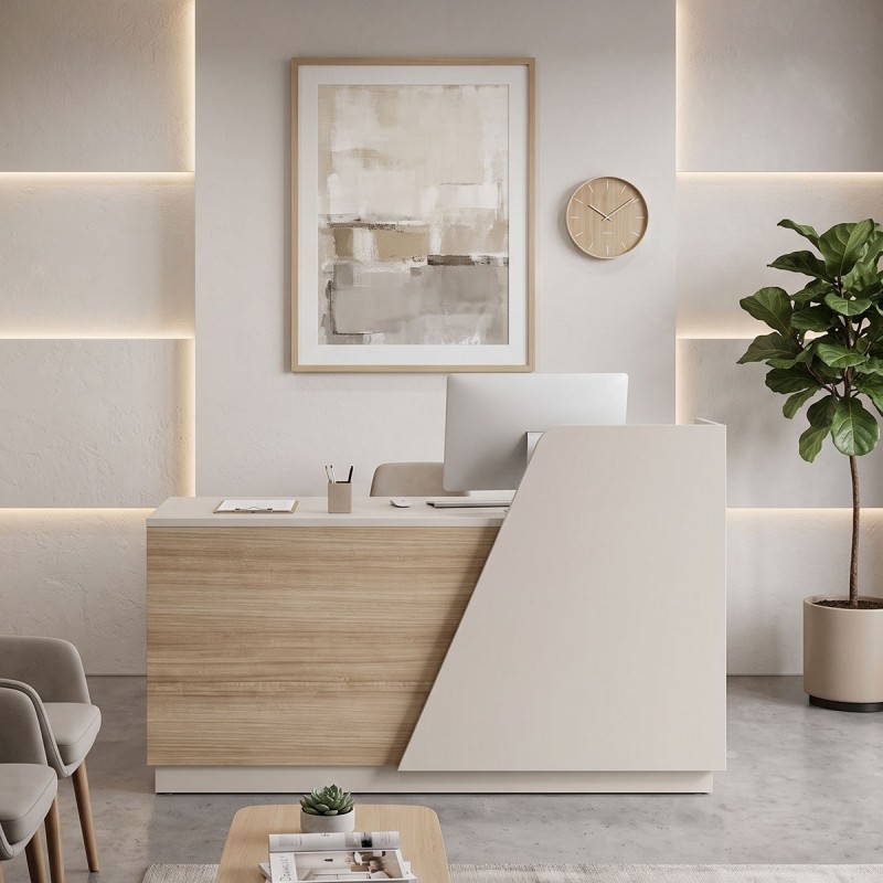 Γραφείο reception Stark pakoworld σε oak-μπεζ απόχρωση 160x60x105εκ