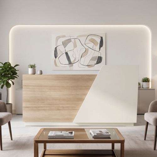 Γραφείο reception Stark pakoworld σε oak-μπεζ απόχρωση 180x60x105εκ