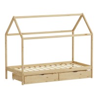 Παιδικό κρεβάτι Mellin τ. Montessori με 2 συρτάρια pakoworld ξύλο πεύκου σε φυσική απόχρωση 90x190εκ