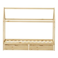 Παιδικό κρεβάτι Mellin τ. Montessori με 2 συρτάρια pakoworld ξύλο πεύκου σε φυσική απόχρωση 90x190εκ