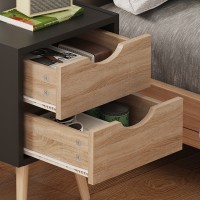 Κομοδίνο Selma pakoworld σε μαύρη-sonoma απόχρωση 29.7x29.7x45εκ