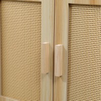 Μπουφές Scandy pakoworld ξύλο πεύκου-rattan σε φυσική απόχρωση 60x30x80εκ