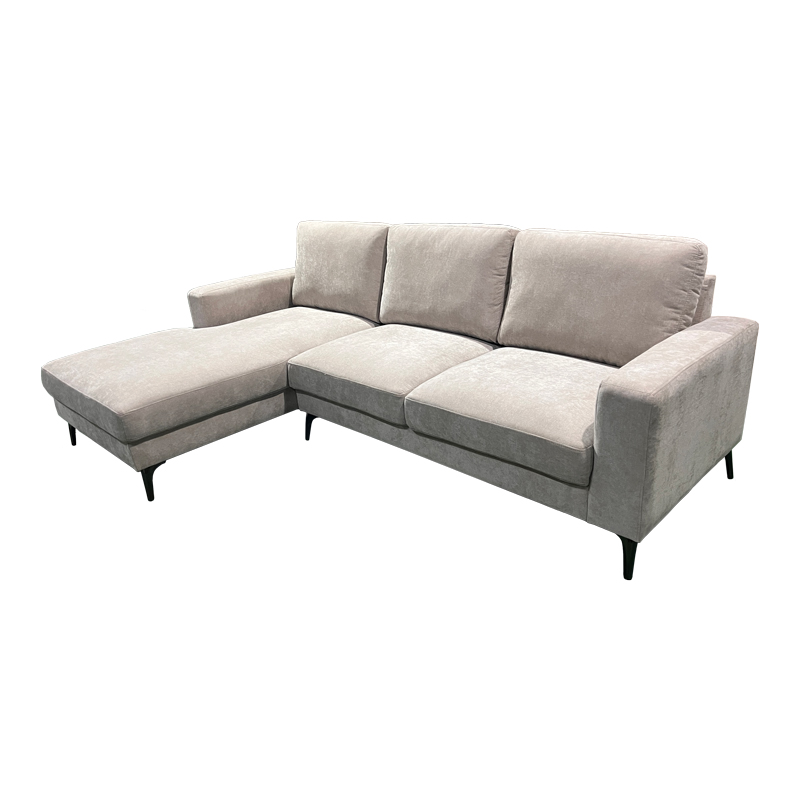 Γωνιακός καναπές Menande pakoworld δεξιά γωνία με μπεζ ύφασμα 248x160x89εκ