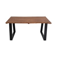 Τραπέζι Miles pakoworld μασίφ ξύλο ακακίας καρυδί 160x80x76εκ