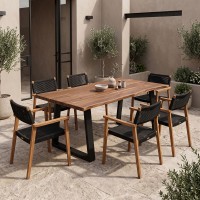 Τραπέζι Miles pakoworld μασίφ ξύλο ακακίας καρυδί 200x100x76εκ