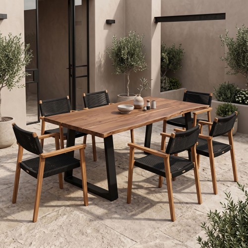 Τραπέζι Miles pakoworld μασίφ ξύλο ακακίας καρυδί 200x100x76εκ